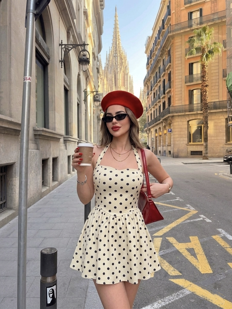 Polka Dot A-Line Dress