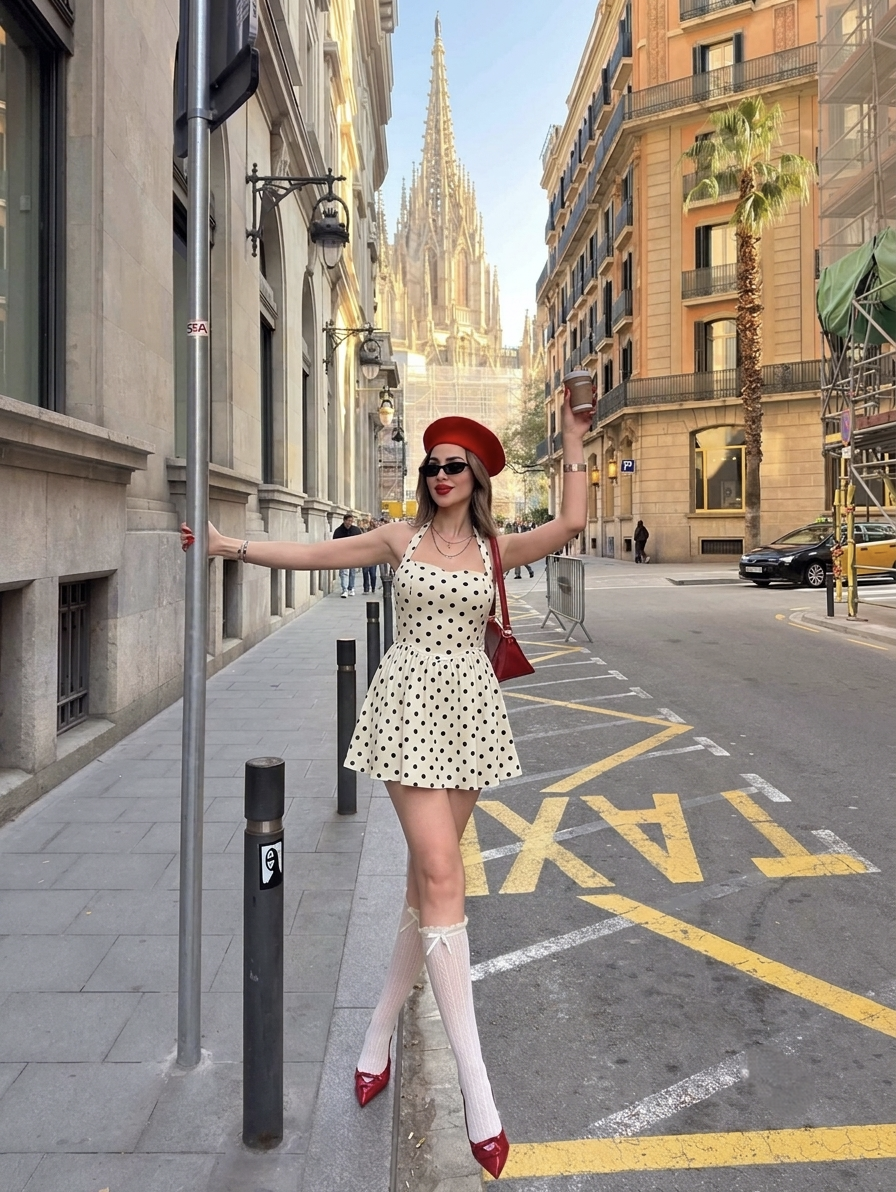 Polka Dot A-Line Dress