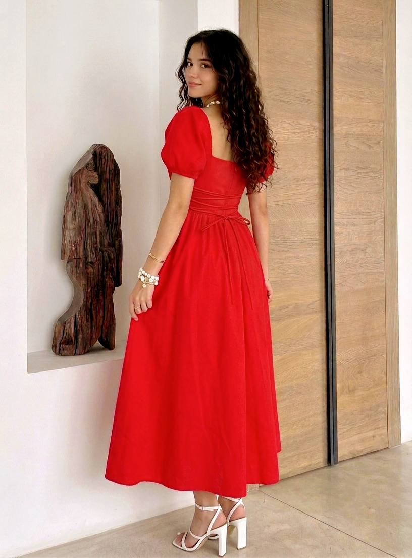 Puff Sleeve Maxi Dress