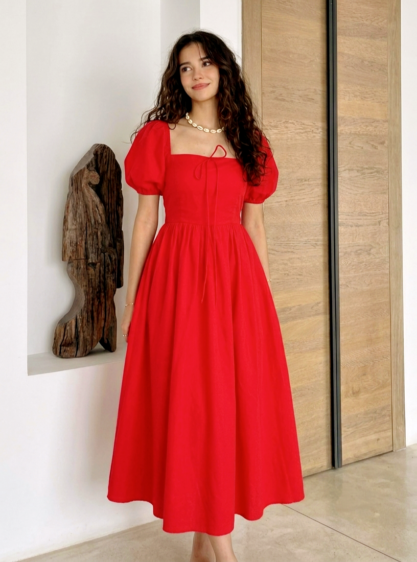 Puff Sleeve Maxi Dress
