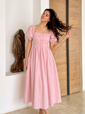 Puff Sleeve Maxi Dress (baby pink)  by Evania Belle