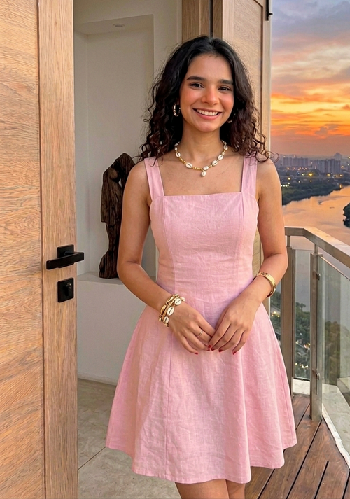 Grace Mini Dress (Baby Pink)