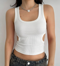 Ribbed Side-Cutout Crop Top