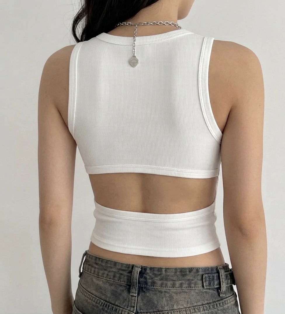 Ribbed Side-Cutout Crop Top