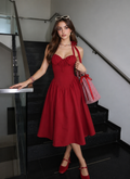 Red Fit & Flare Midi Dress
