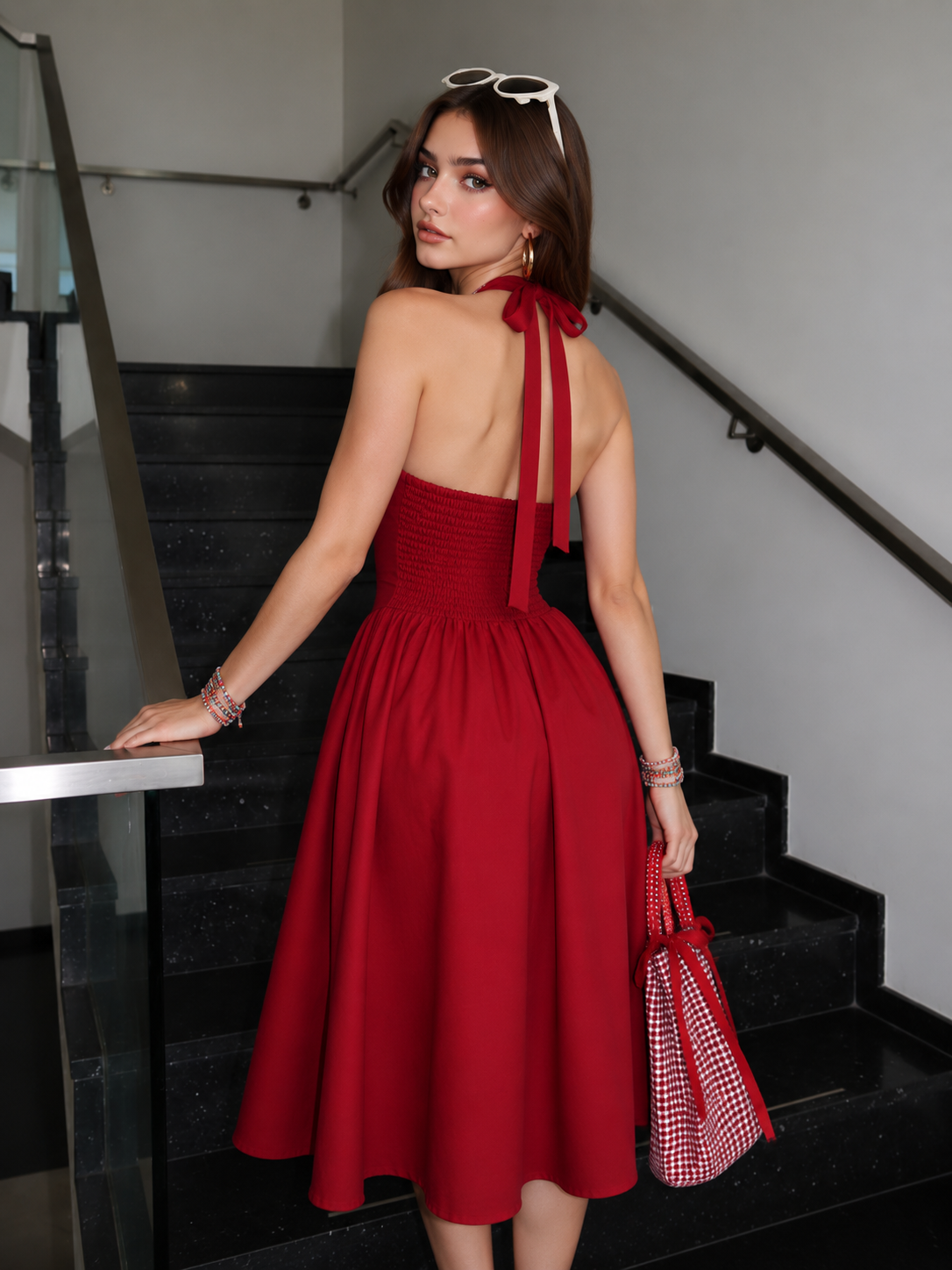 Red Fit & Flare Midi Dress