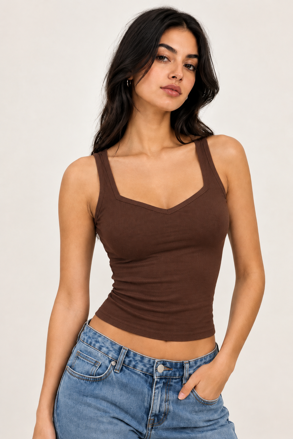 Luna Ribbed Tank (brown)